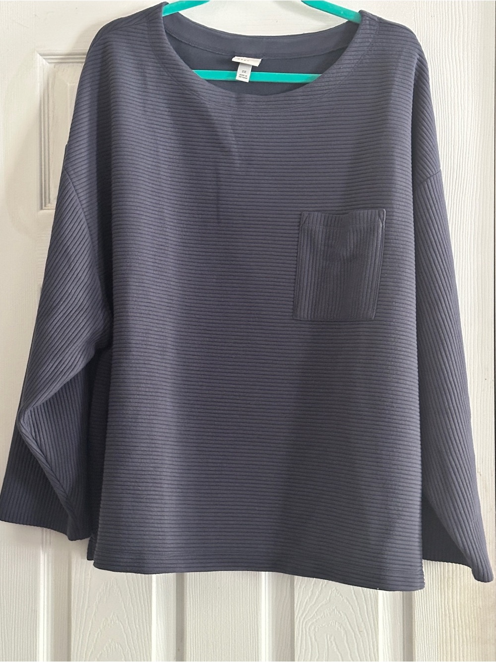 a new day Black and Teal Striped Knit Top